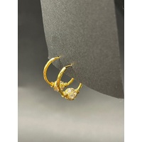 Ladies 21ct Yellow Gold Cubic Zirconia Hoop Earrings