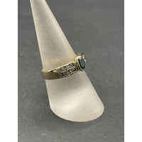 Ladies 18ct Yellow Gold Green Gemstones and CZ Stone Ring