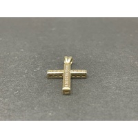 Unisex 9ct Yellow Gold Diamond Cross Pendant