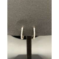 Ladies 9ct Yellow Gold Oval Hoop Diamond Earrings