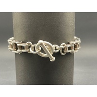 Mens 925 Sterling Silver Bike Link Bracelet
