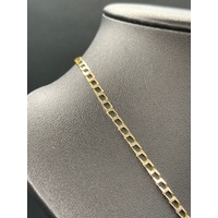 Unisex 9ct Yellow Gold Square Curb Link Necklace
