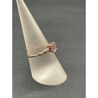 Ladies 9ct Rose Gold Purple Gemstone and Diamond Ring