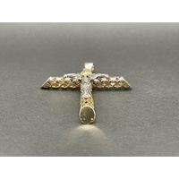 Unisex 14ct Yellow Gold CZ Cross Pendant