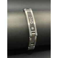 Mens Stainless Steel Fancy Link DAD Bracelet