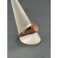 Mens 9ct Yellow Gold Amber Gemstone Ring