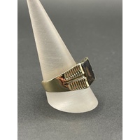 Mens 9ct Yellow Gold Brown Gemstones Ring