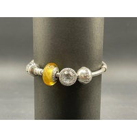 Ladies 925 Sterling Silver Pandora Snake Link Charm Bracelet