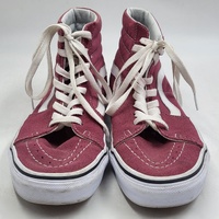 Vans Sk8-Hi High Top Skate Shoes Mens US 7 Womens 8.5 Burgundy White