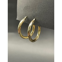 Ladies 9ct Yellow Gold Round Hoop Earrings