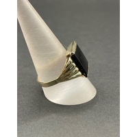 Men's 9ct Yellow Gold Black Onyx Gemstone Ring
