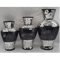 Mirror Tile Mosaic Vases 3 Piece Set 32cm 26cm 22cm