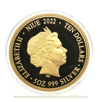 2022 Niue 5oz Silver Gold Plated Apex Predators Komodo Dragon vs Tiger Coin