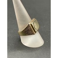 Mens 9ct Yellow Gold Diamond Ring