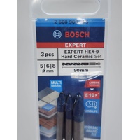 Bosch 2608900595 Expert Hex 9 HardCeramic 3 Piece Drill Bit Set 5mm 6mm 8mm