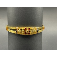 Ladies 23ct Yellow Gold Round Pattern Bangle