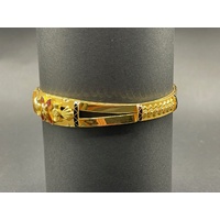 Ladies 23ct Yellow Gold Round Pattern Bangle
