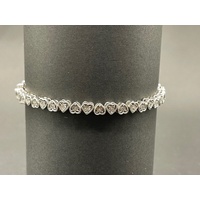 Ladies 925 Sterling Silver Heart Link Diamond Tennis Bracelet