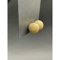 Ladies 18ct Yellow Gold Sandblast Ball Stud Earrings