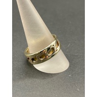 Mens 9ct Yellow Gold Curb Pattern Ring