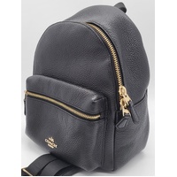 Coach Mini Charlie Backpack Black Pebble Leather