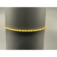 Ladies 21ct Yellow Gold Round Twist Bangle