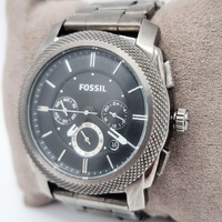 Fossil Mens Machine Chronograph Black Dial Stainless Steel Watch FS4662