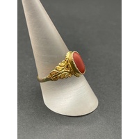 Unisex 22ct Yellow Gold Orange Gemstone Ring