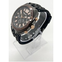 Police Mens Kediri Chronograph Gunmetal Dial Black Silicone Watch 15995J