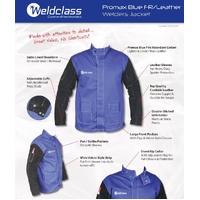 Weldclass Promax BF3 Blue FR with Leather Sleeves Size 3XL Welders Jacket