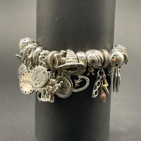 Ladies 925 Sterling Silver Snake Link Charm Bracelet