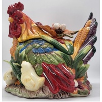 St. Andrews Handmade and Hand Decorated Ceramic Rooster Jar and Lid
