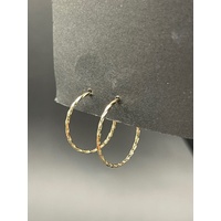 Ladies 9ct Yellow Gold Round Hoop Earrings