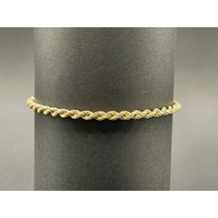 Ladies 9ct Yellow Gold Rope Link Bracelet