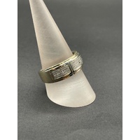 Mens 10ct Two Tone Gold Diamond Band Ring