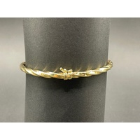 Ladies 9ct Yellow Gold Round Hinged Bangle