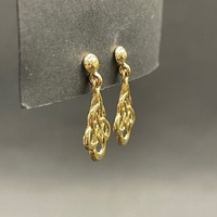 Ladies 9ct Yellow Gold Dangle Pattern Earrings