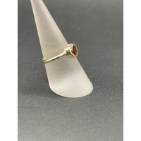 Ladies 9ct Yellow Gold Heart Shape Red Gemstone Ring