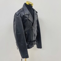 Mens Eagle Embossed Live To Ride Black Leather Motorcycle Biker Jacket Size XL