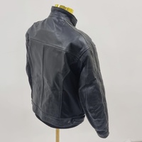 Rivet Bike Jacket Size 48 Black Leather Motorcycle Jacket Mens Protective Gear