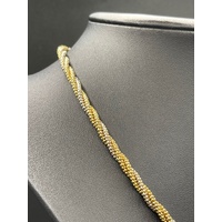 Ladies 18ct Two Tone Gold Bead Rope Link Necklace