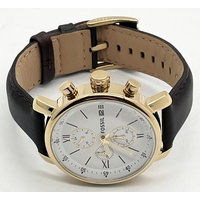 Fossil Rhett BQ1009 Mens Chronograph Watch Brown Leather Gold 42mm
