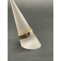 Mens 9ct Yellow Gold Wave Pattern Ring