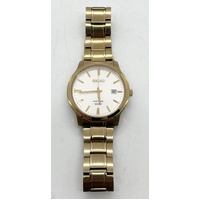 Seiko Sapphire Glass 100M Water Resistant Mens Watch 7N42-0GE0 Gold Tone
