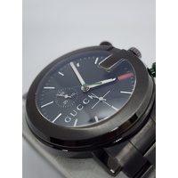 Gucci G-Chrono 101M Mens Chronograph Stainless Steel Swiss Watch Black Bracelet