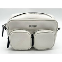 GUESS Pennywise Crossbody Bag White Faux Leather Logo Adjustable Strap