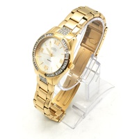 Elite Ladies Gold Tone Stone Set Analog Watch 5080035 with Tin Case