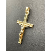 Unisex 9ct Yellow Gold Crucifix Cross Pendant