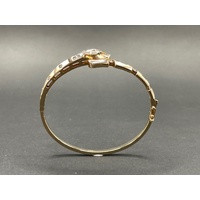 Ladies 18ct Yellow Gold Round Panther Bangle