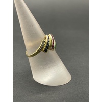 Ladies 18ct Yellow Gold Multi Colour Gemstone Ring